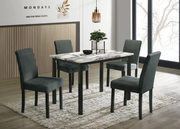 Della 5-Piece Charcoal Dining Table Set