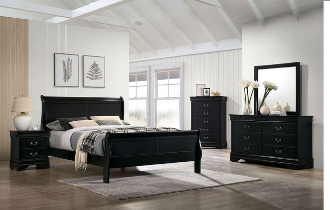 5939 - Louis Philippe Black 5 Piece Master Bedroom Set -Q/K Size