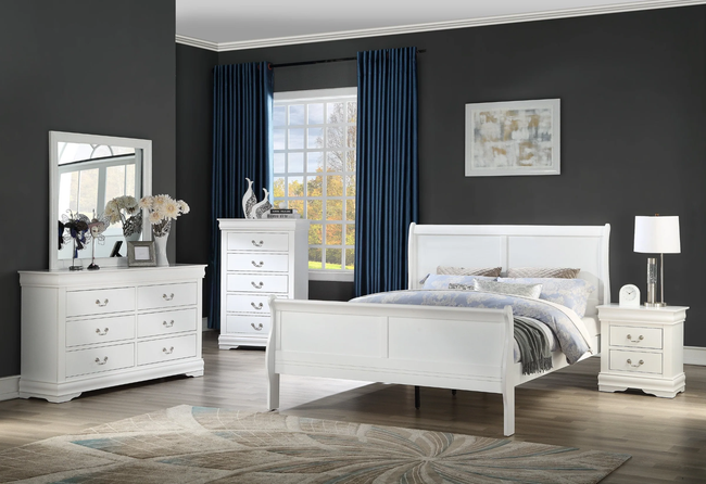 5939 -  Louis Philippe White 5 Piece Master Bedroom Set - Q/K Set