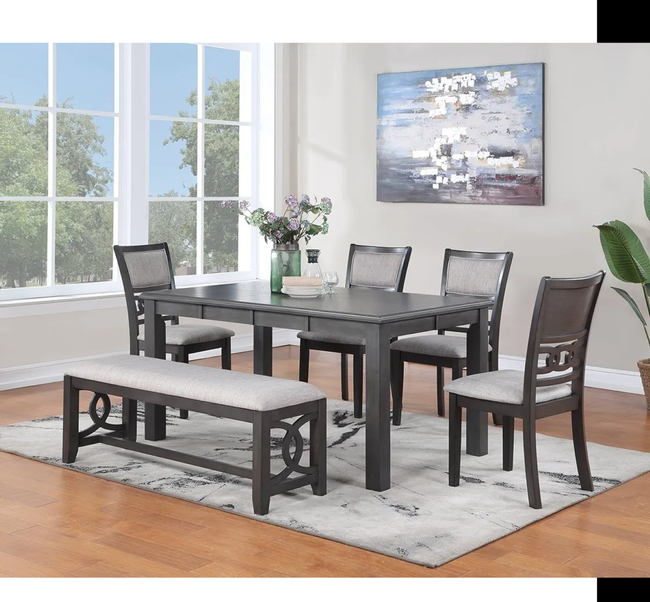 Lucy 6-Piece Grey rectangular Dining Table Set