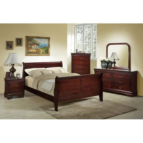 5939 - Louis Philippe 5 Piece Cherry Bedroom Set - T/F Size - DAROSI FURNITURE