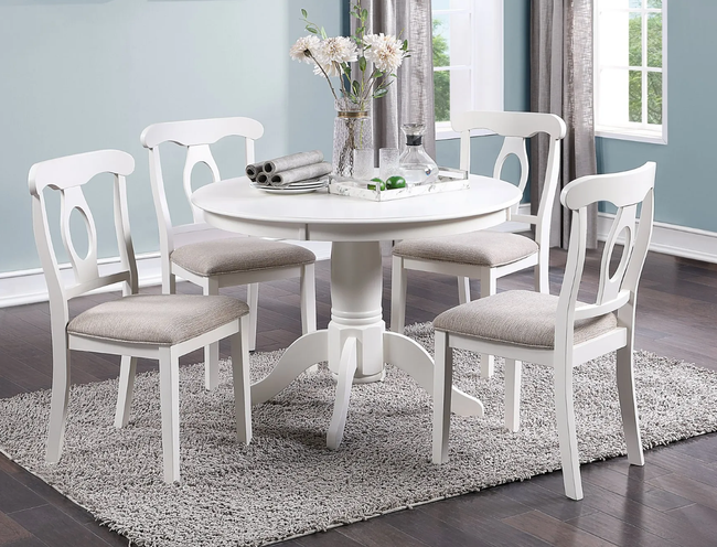 Luna 5-Pcs White Round Dining Table Set - DAROSI FURNITURE