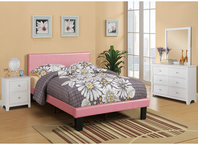 Mila White/Pink Bedroom Set - T/F Size - DAROSI FURNITURE