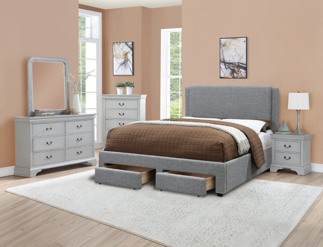 Patrick Grey Bedroom Set - F/Q Size