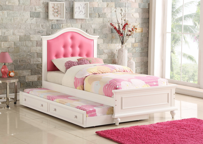 Alexandra Pink/White Bedroom Set - Twin Size - DAROSI FURNITURE