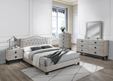 Oberyn  4-Pieces Cream/L. Brown Bedroom Set - F/Q Size - DAROSI FURNITURE