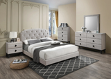 Olley 4-Pieces Cream/L. Brown Bedroom Set - F/Q Size - DAROSI FURNITURE