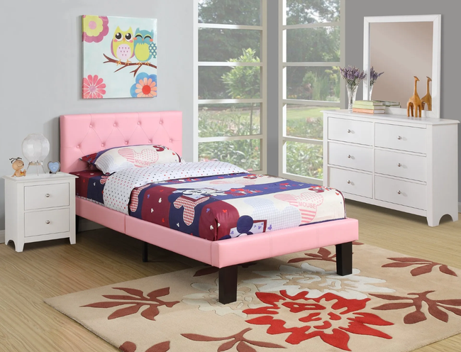 Katelyn White/Pink Bedroom Set - T/F Size