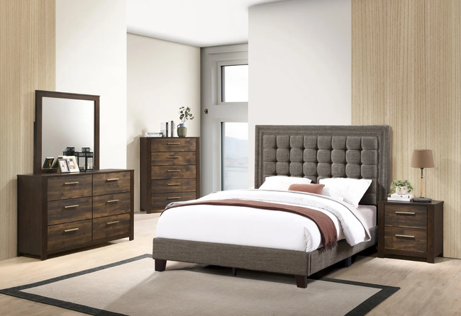 Mattew 4-Pieces Brown Bedroom Set - F/Q Size