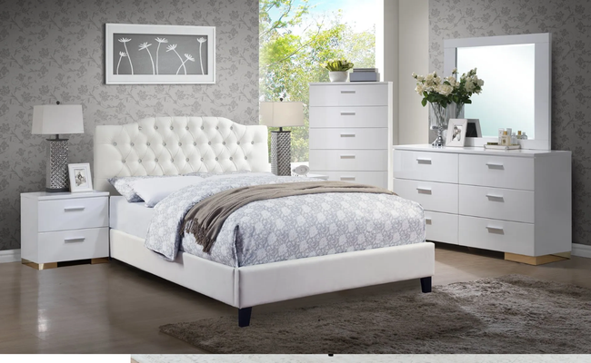 Nina White Bedroom Set - F/Q Size