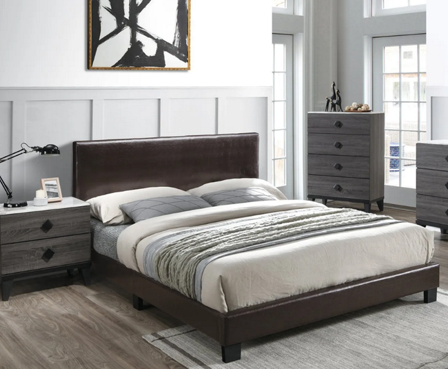 Rollin 3-Pieces Brown/Grey Bedroom Set - T/F/Q Size