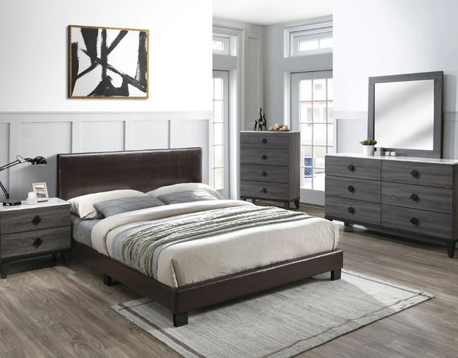 Rollin 4-Pcs Brown/Grey Bedroom Set - F/Q Size